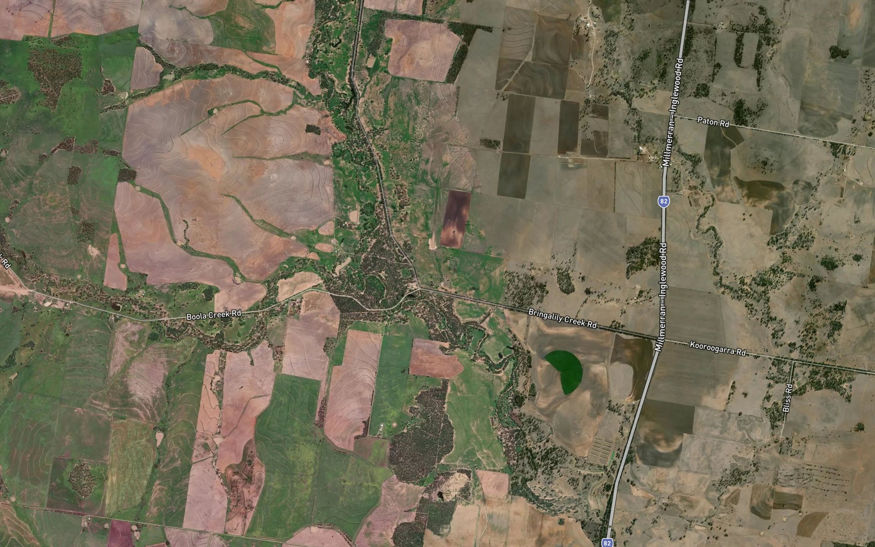 Satellite map of the Boola Creek