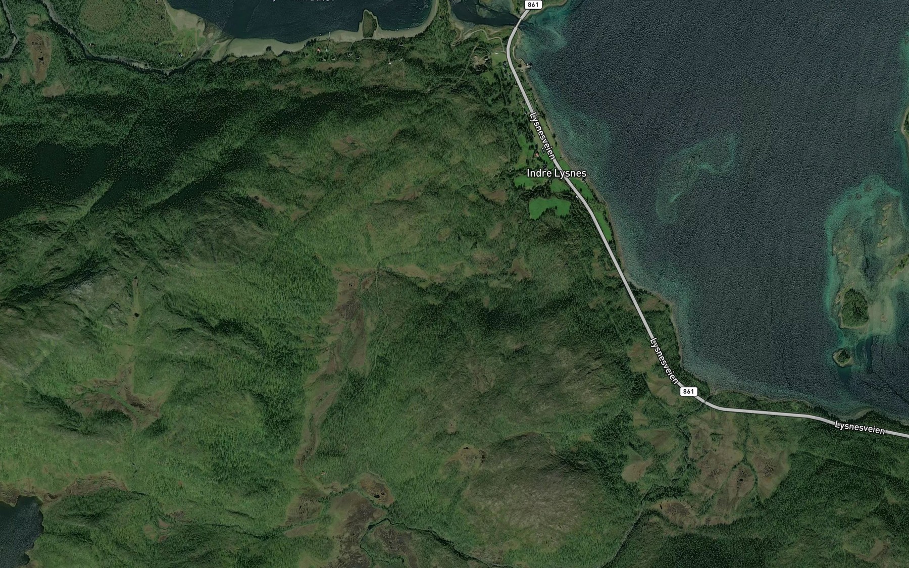 Satellite map of the Oyjordelva