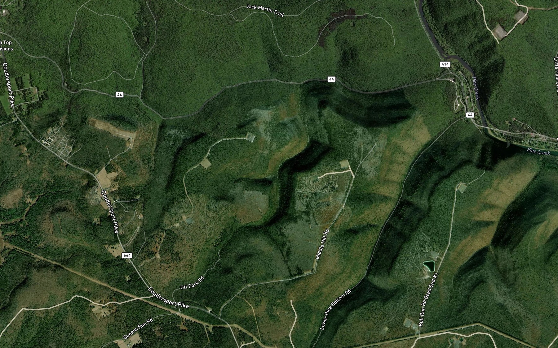 Satellite map of the Second Branch Ott Creek