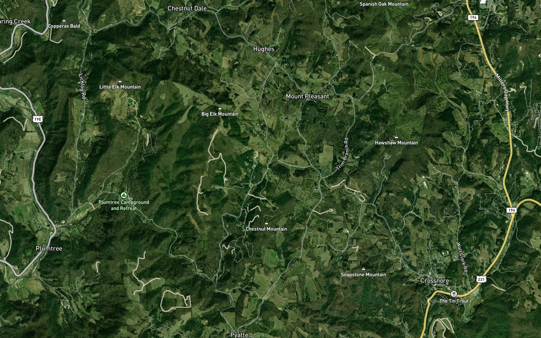 Satellite map of the Trim Branch