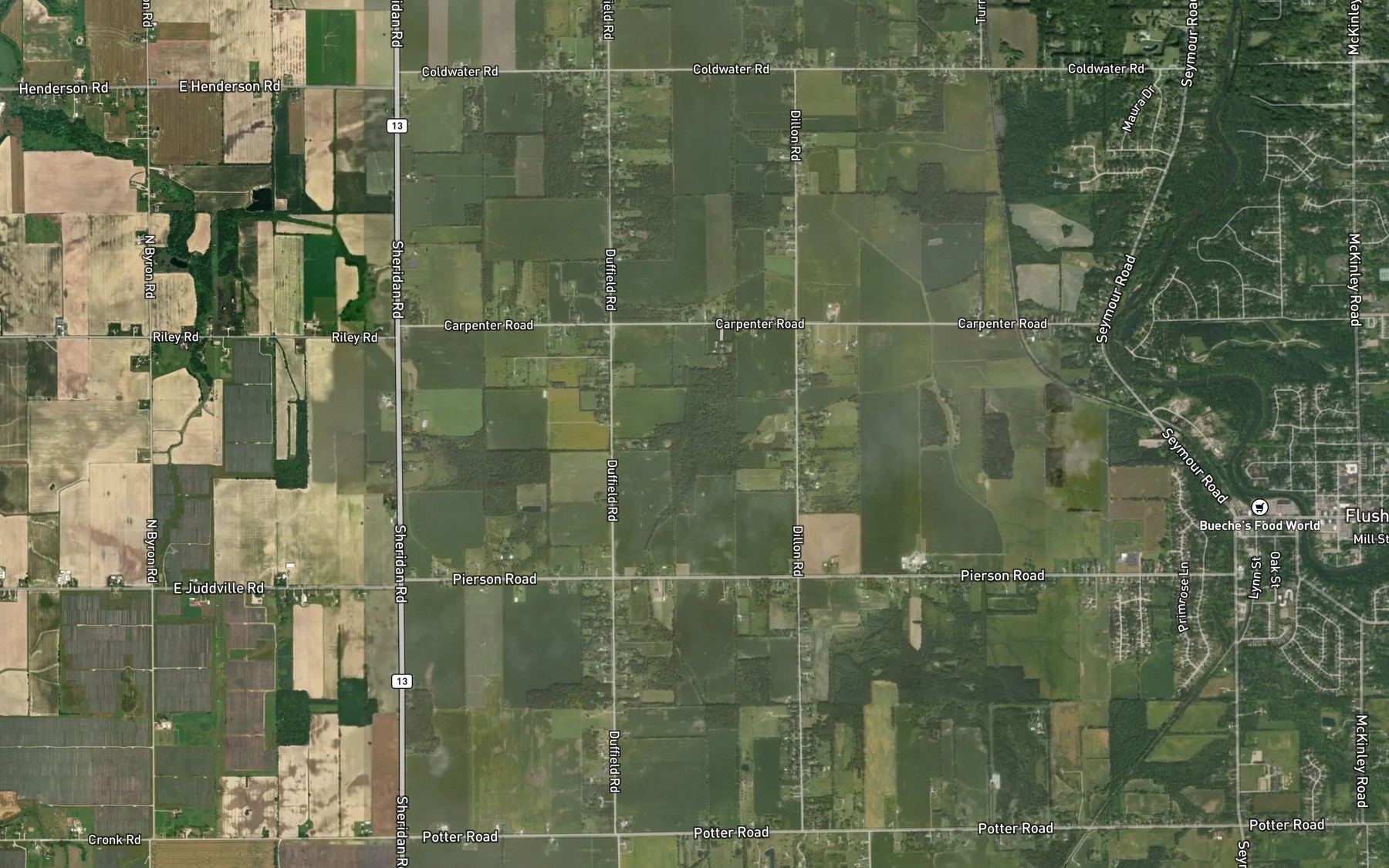 Satellite map of the Hertrich Drain