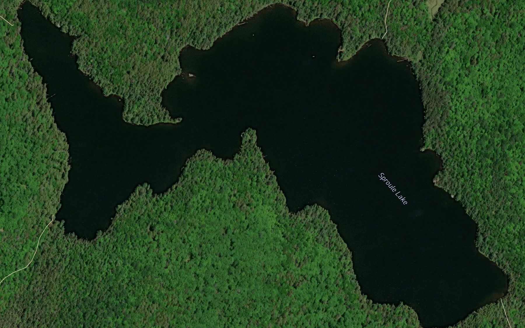 Satellite map of the Sproule Lake
