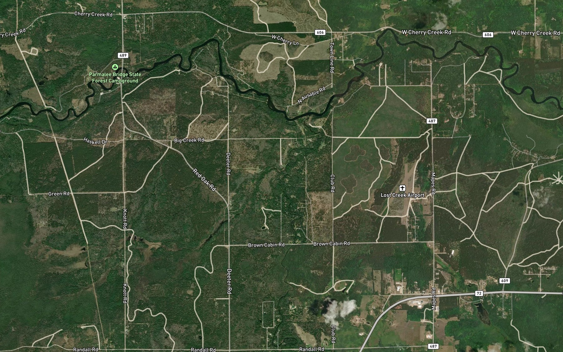 Satellite map of the Red Creek