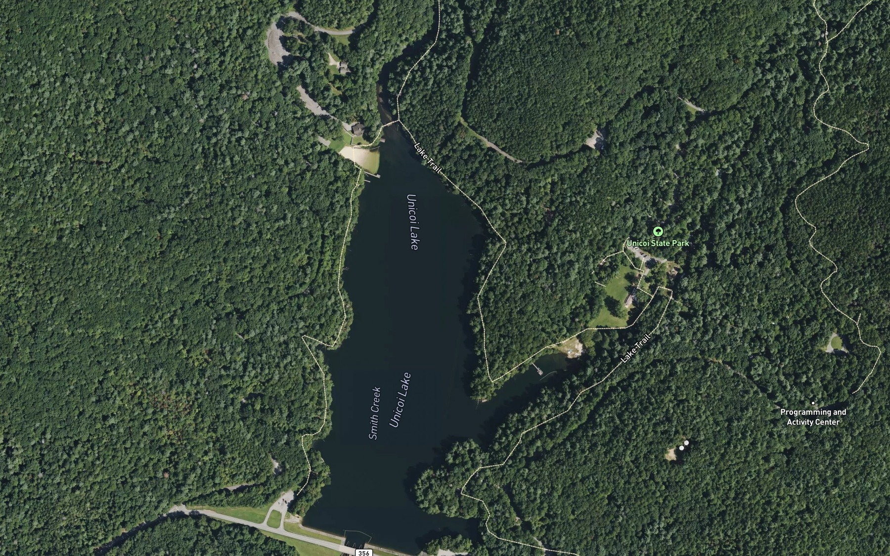 Satellite map of the Unicoi Lake