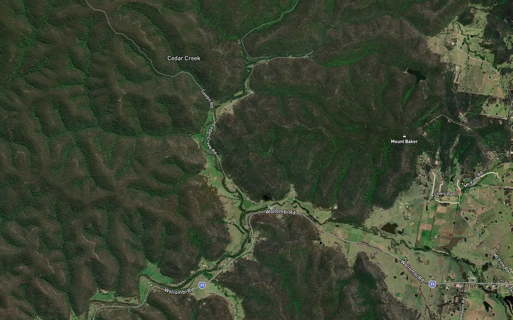 Satellite map of the Coongewai Creek