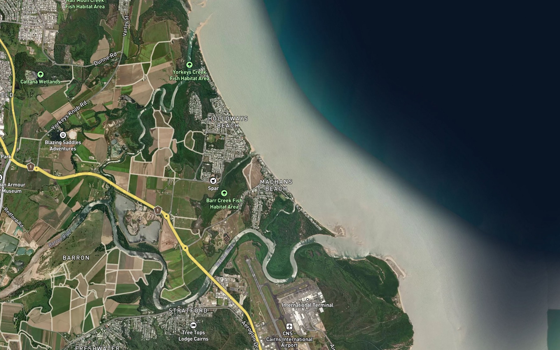 Satellite map of the Redden Creek