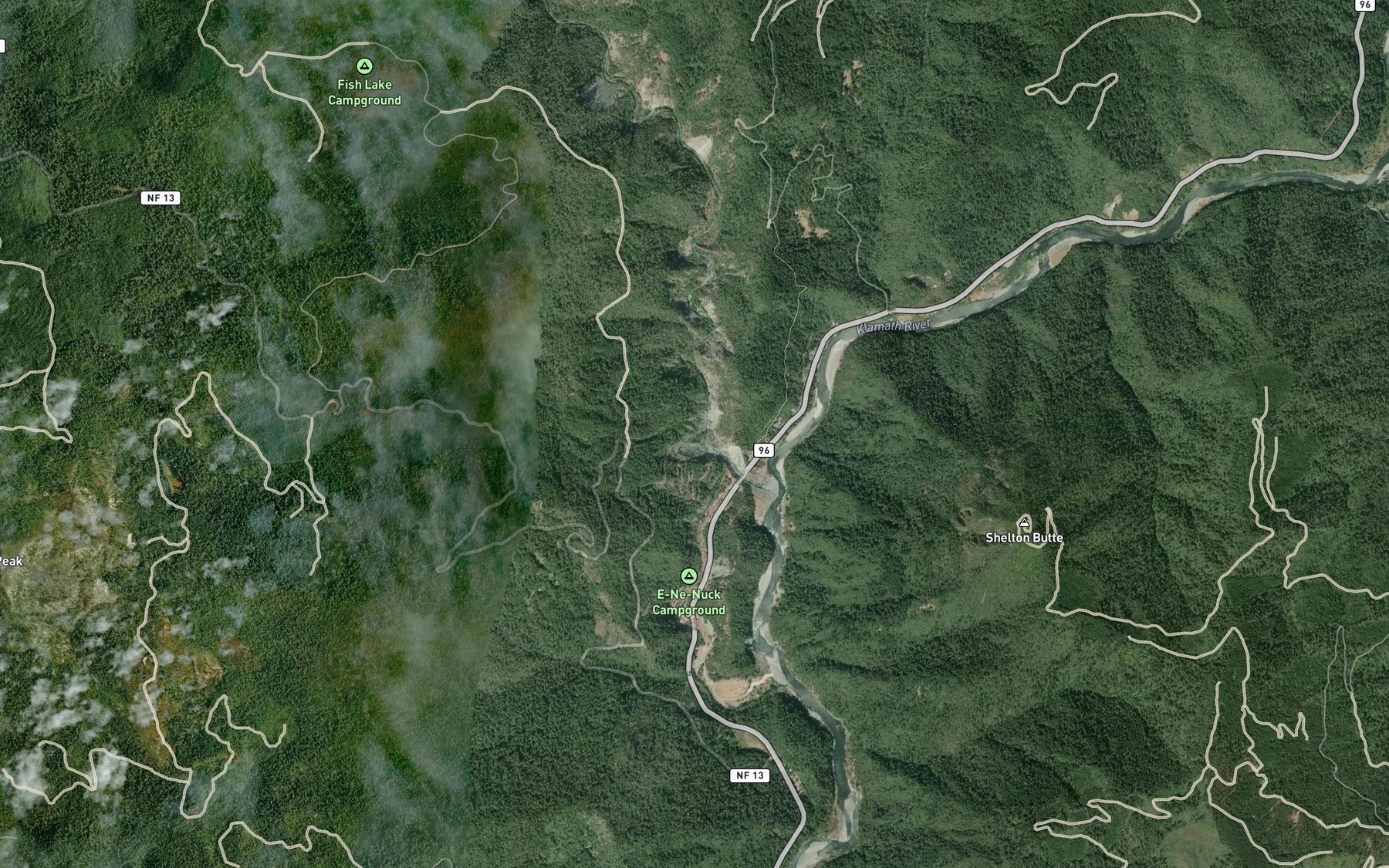 Satellite map of the Slide Creek