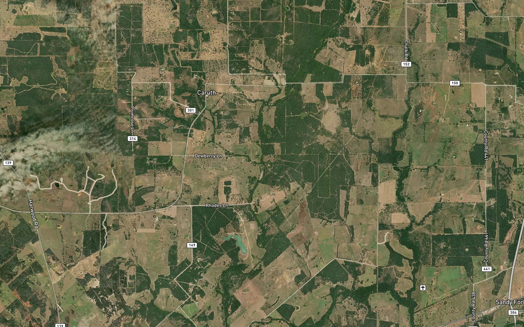 Satellite map of the Scruggs Creek