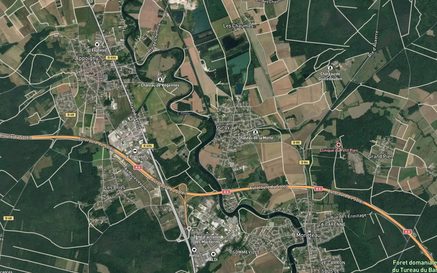 Satellite map of the Ru de Sinotte