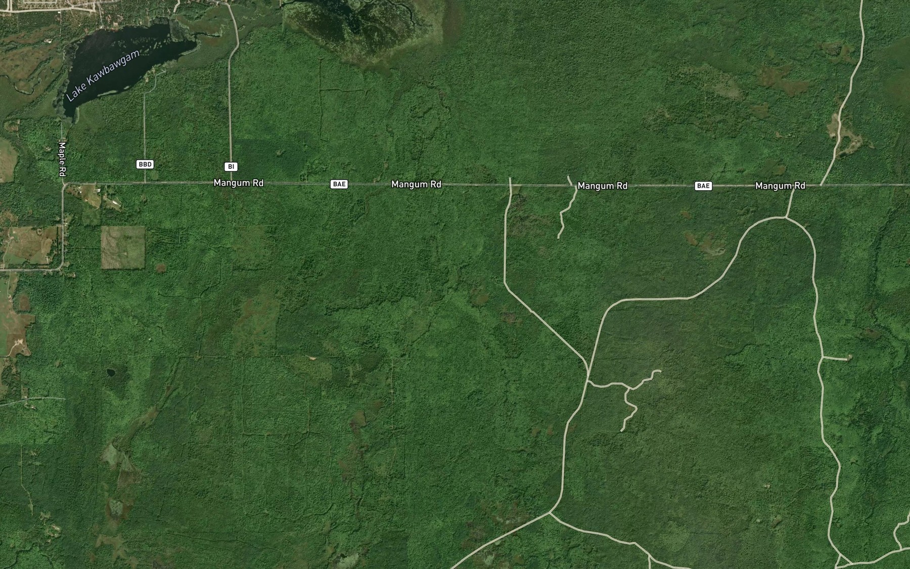 Satellite map of the East Branch LeVasseur Creek