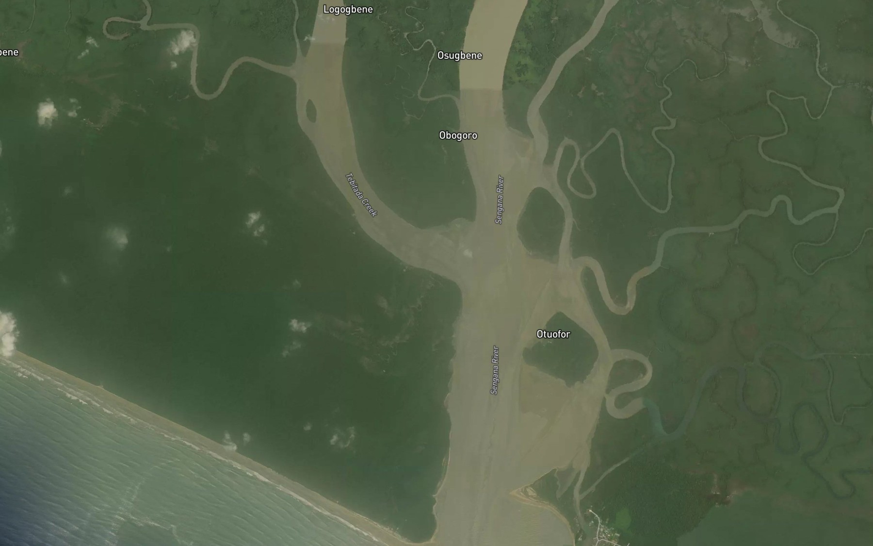 Satellite map of the Opuatobo Creek