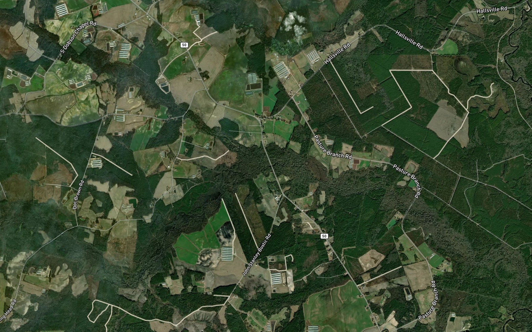 Satellite map of the Maxwell Creek