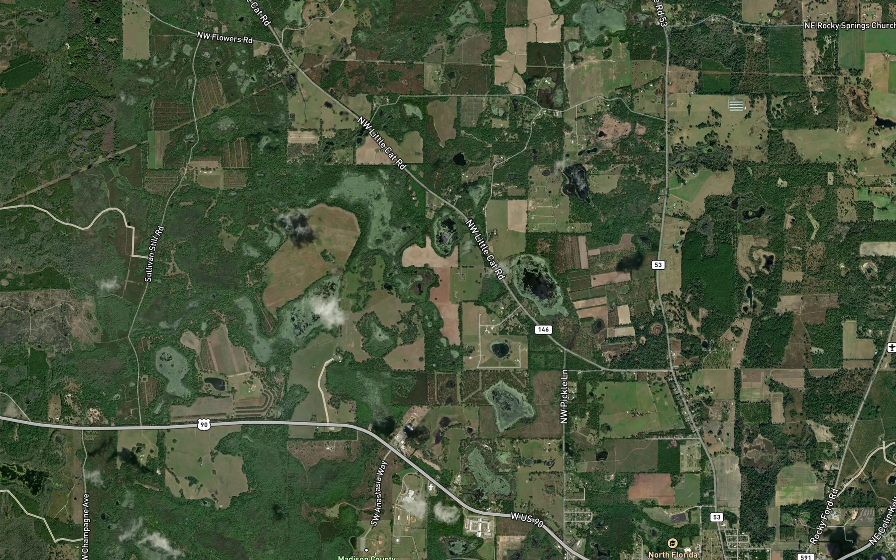 Satellite map of the Wright Pond