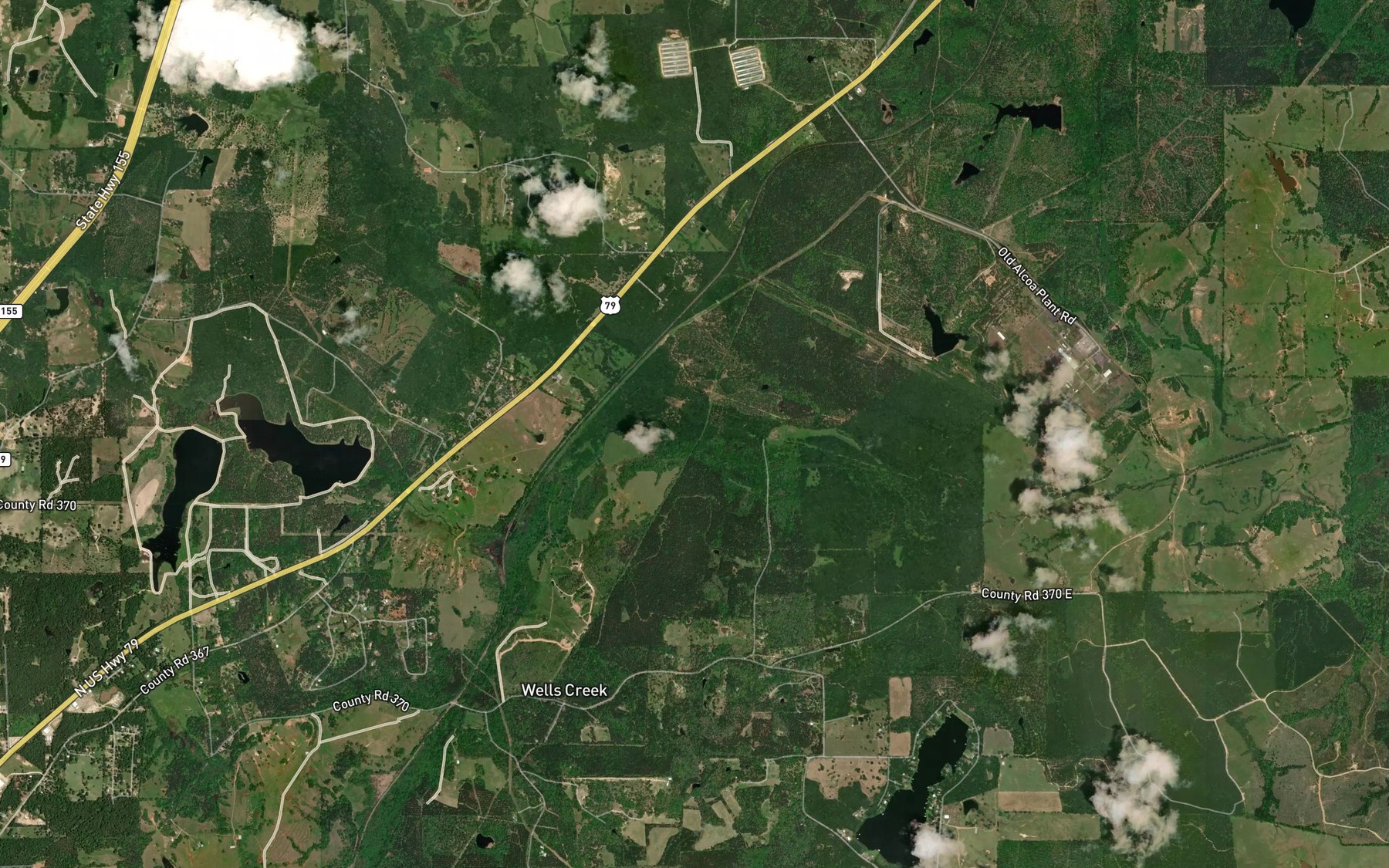 Satellite map of the Wells Creek