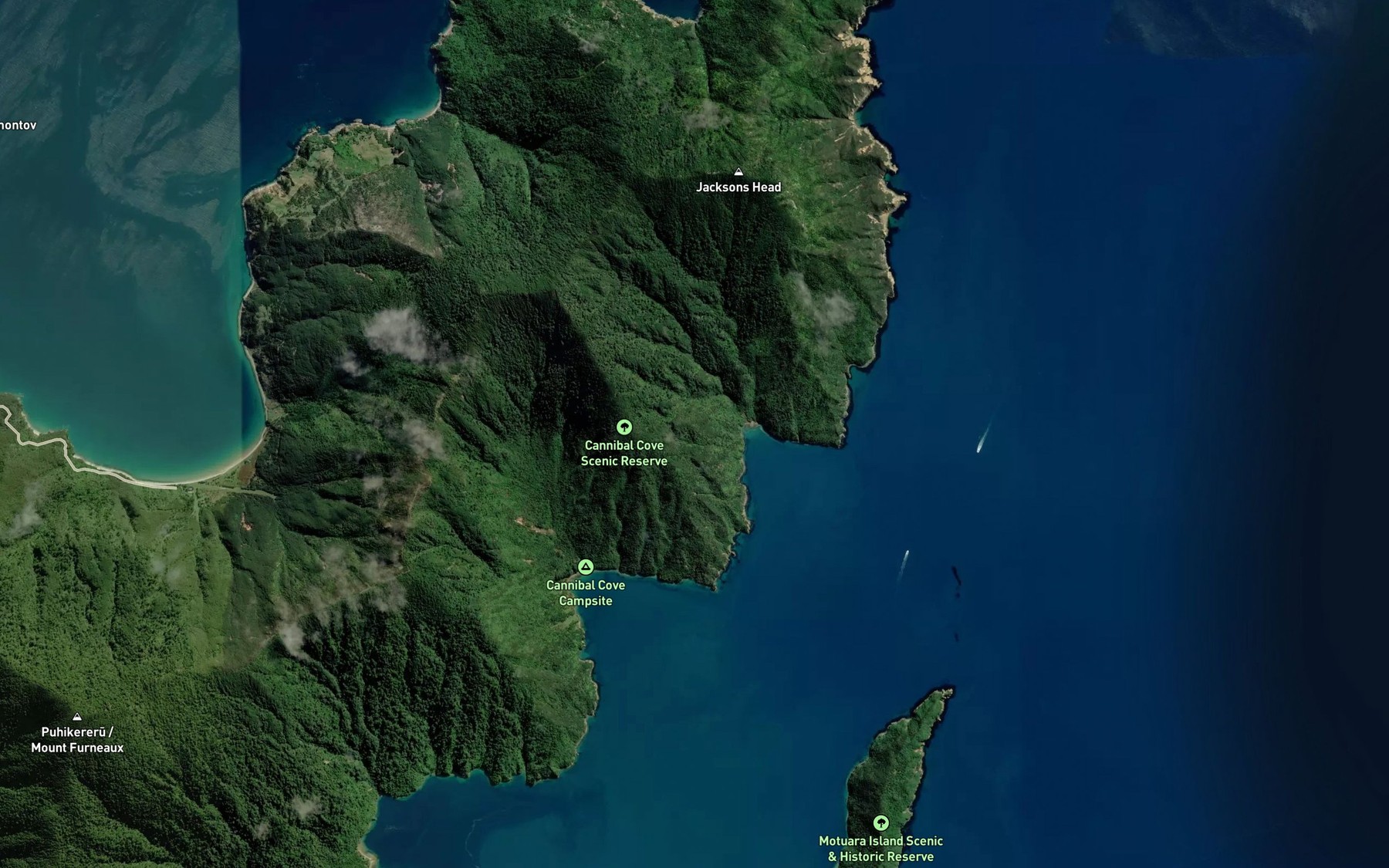 Satellite map of the Little Waikawa Bay