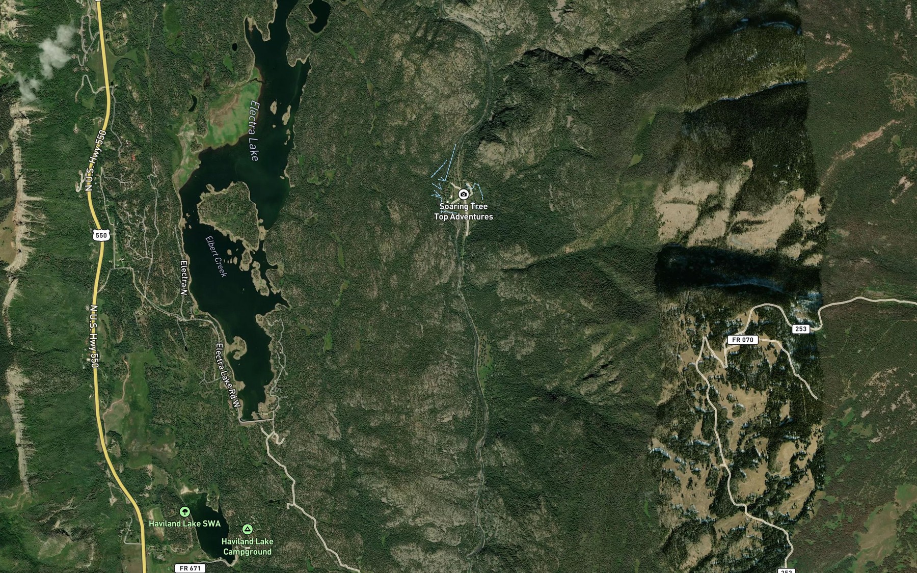 Satellite map of the Tank Creek