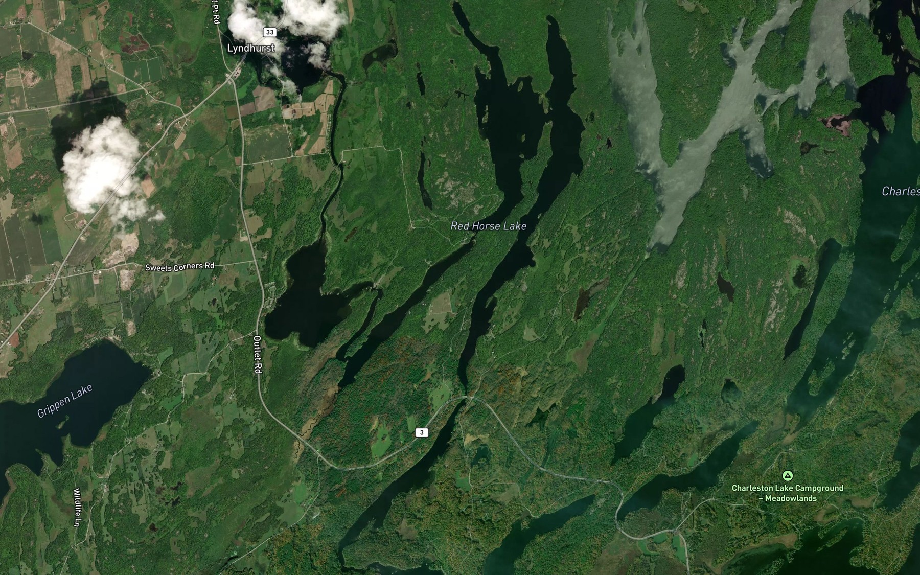 Satellite map of the Red Horse Lake