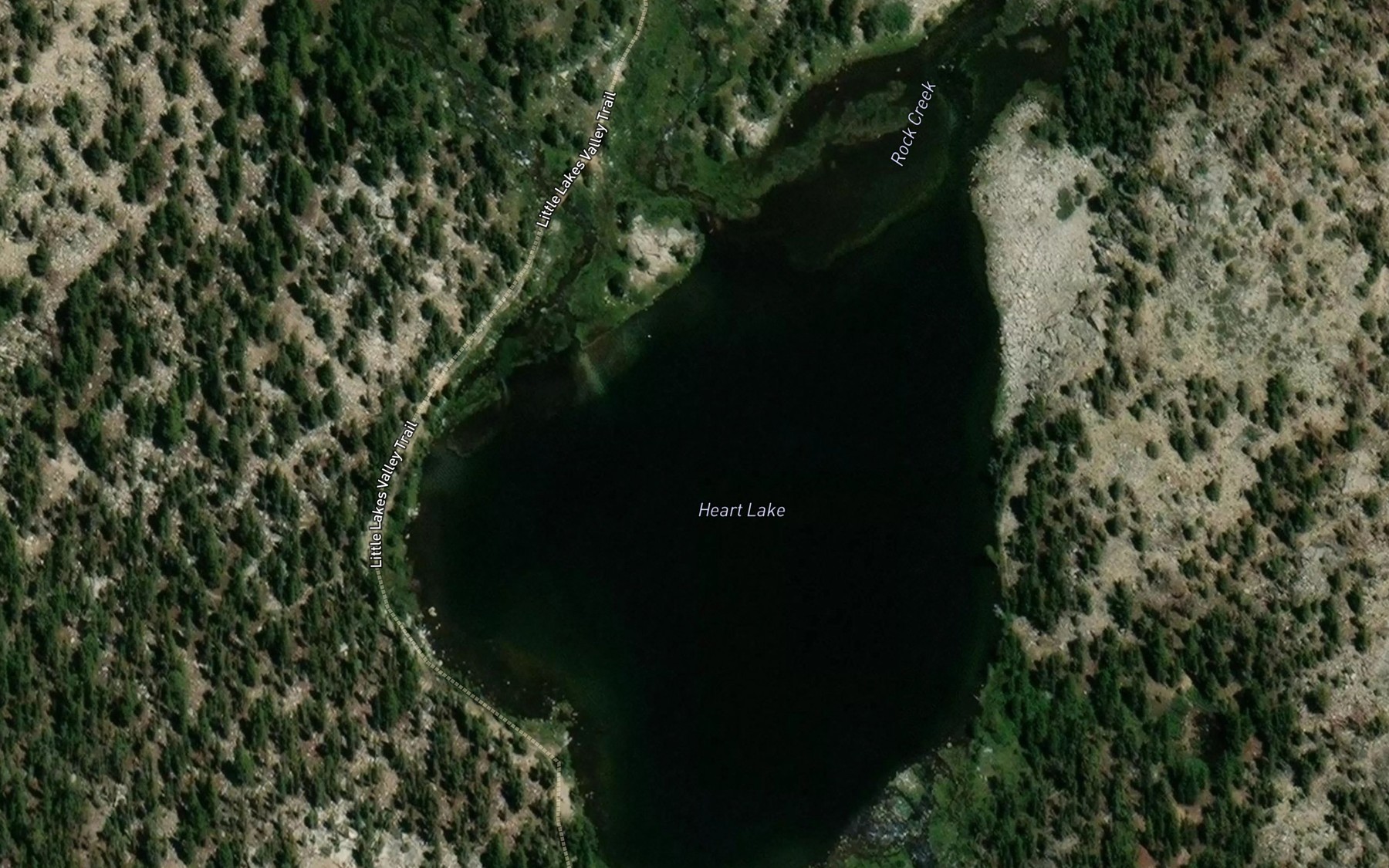 Satellite map of the Heart Lake