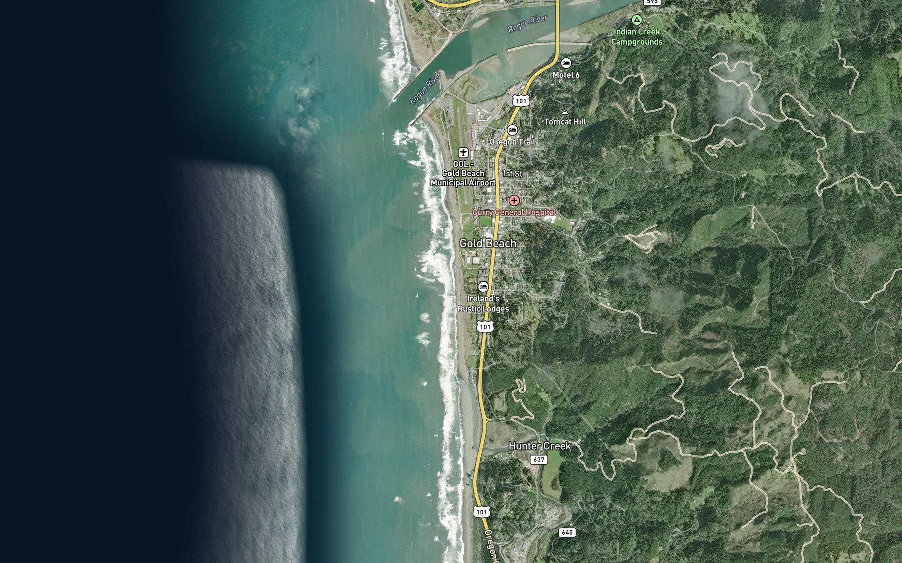 Satellite map of the Cunniff Creek