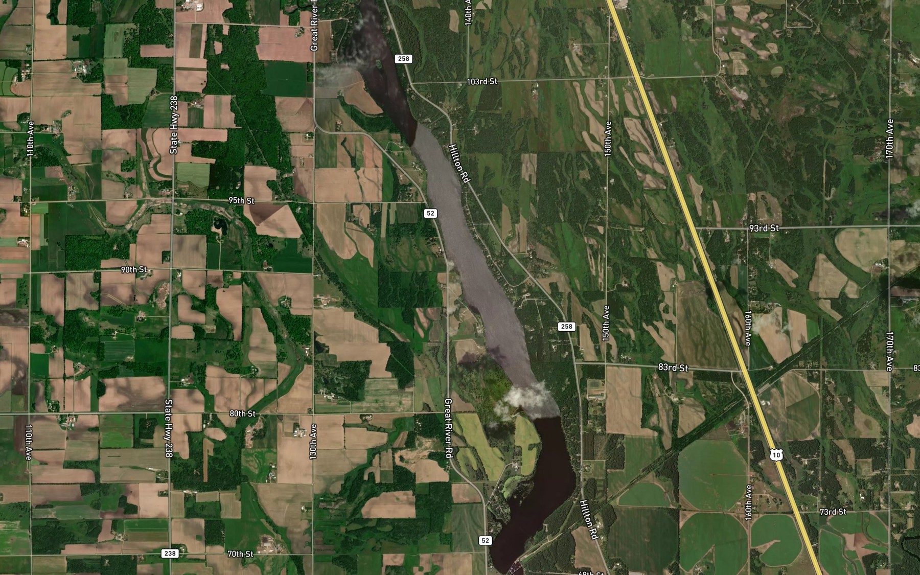 Satellite map of the Zebulon Pike Lake