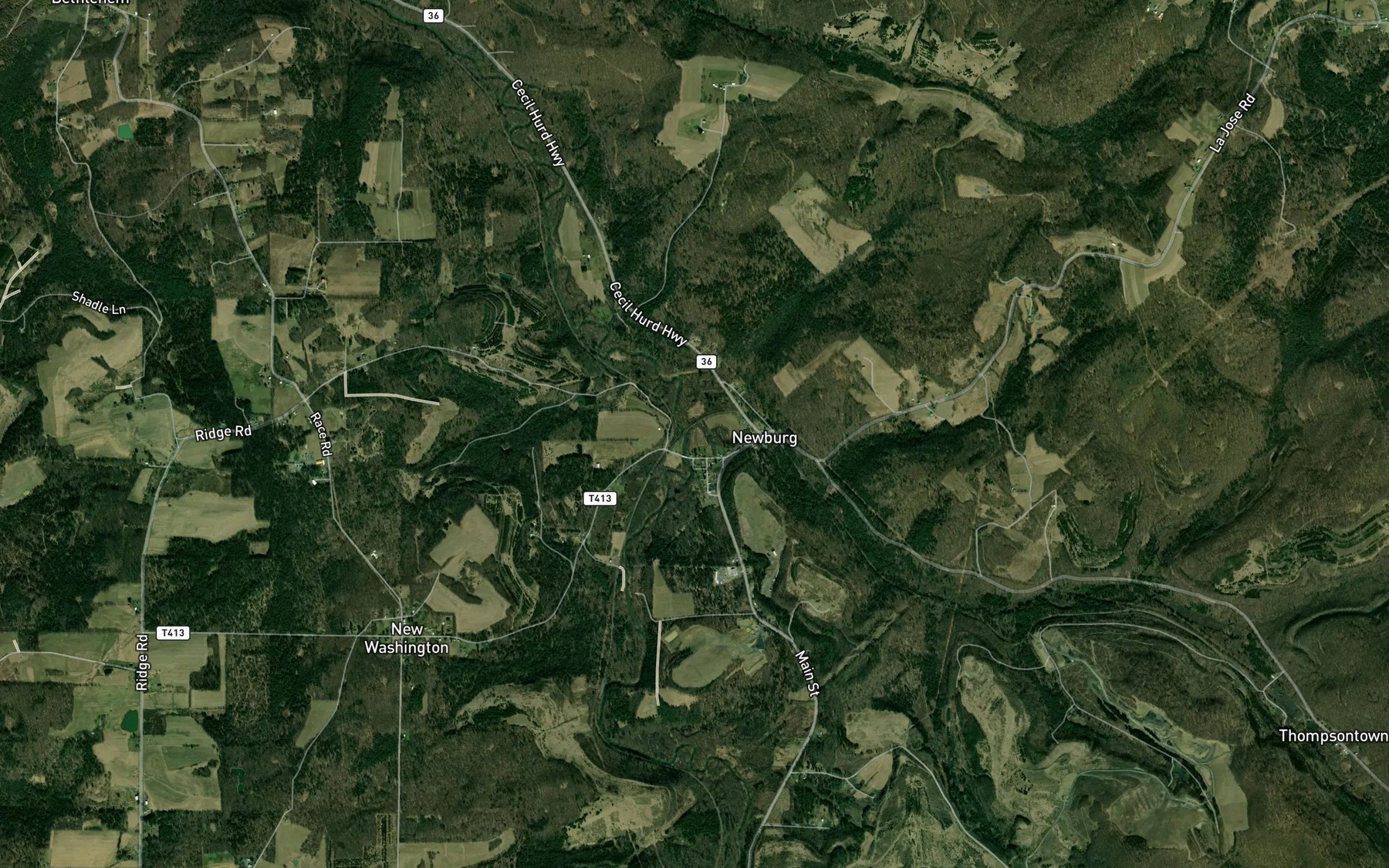 Satellite map of the Wilson Run
