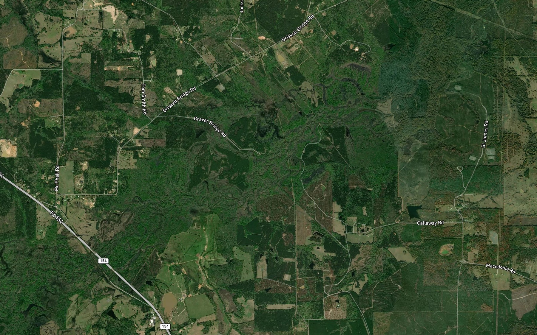 Satellite map of the Bear Creek