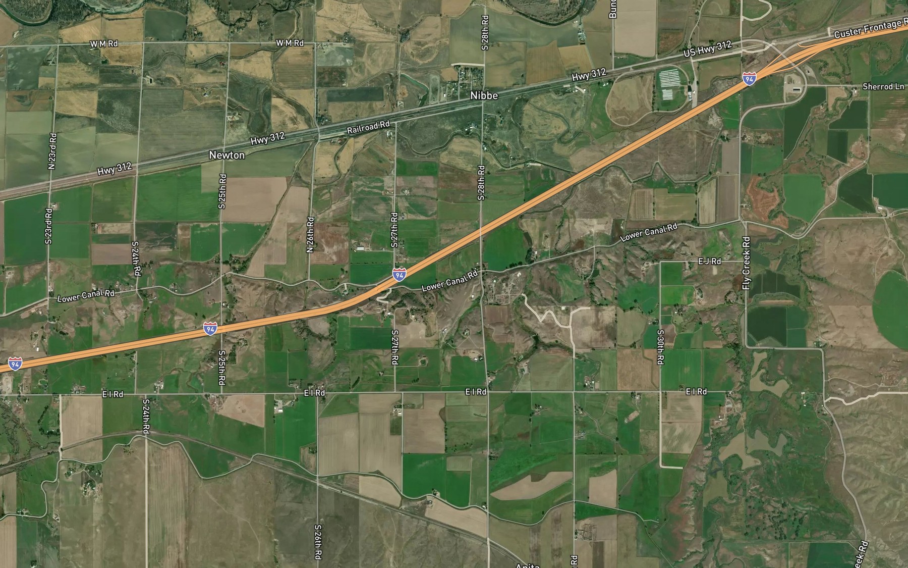 Satellite map of the Huntley Main Canal