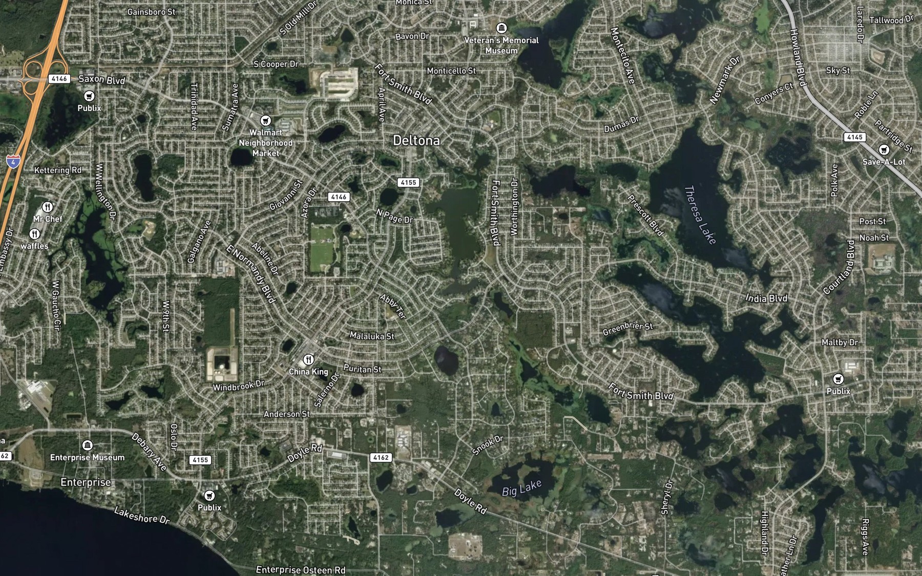 Satellite map of the Vivian Lake