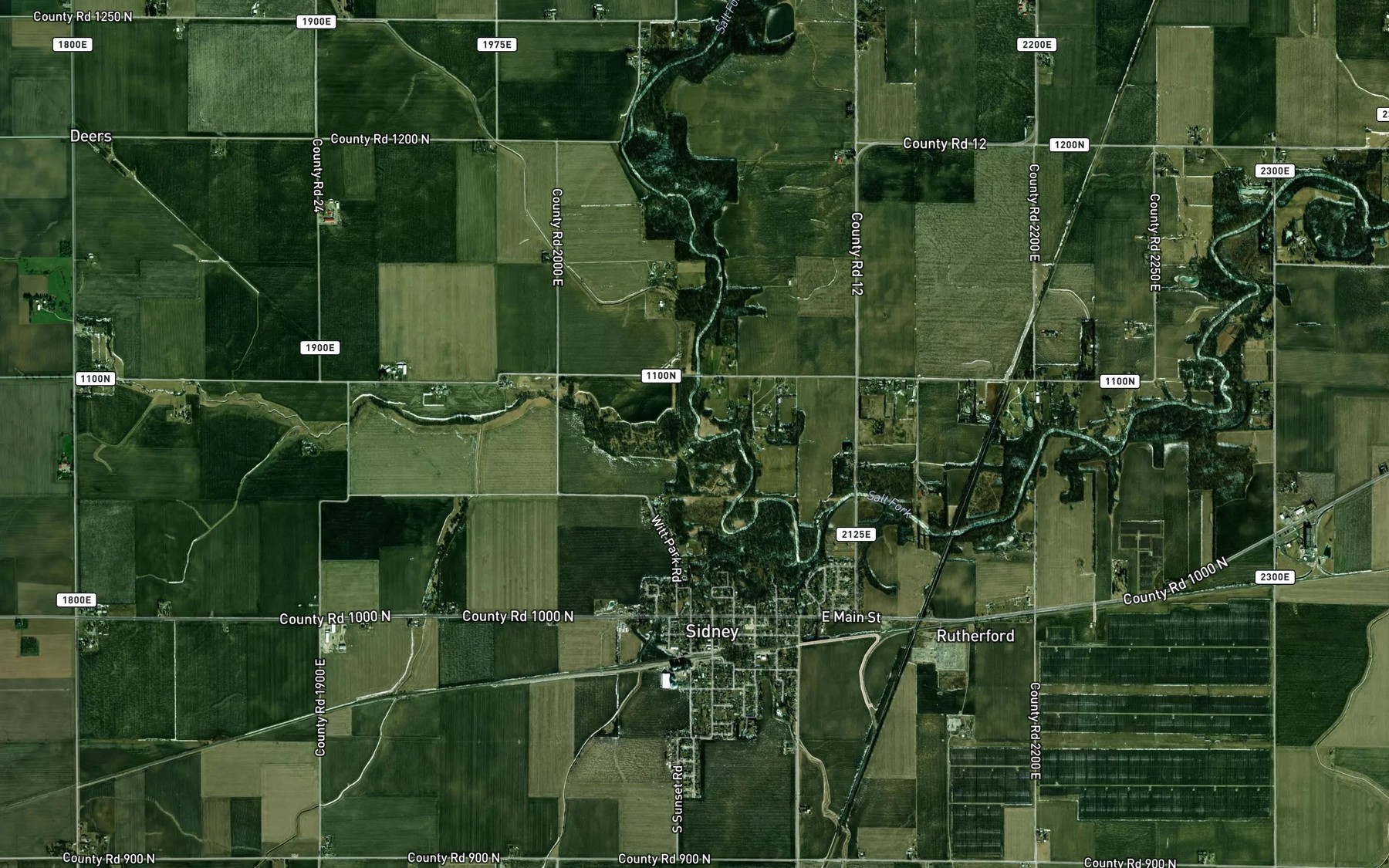 Satellite map of the Rush Branch