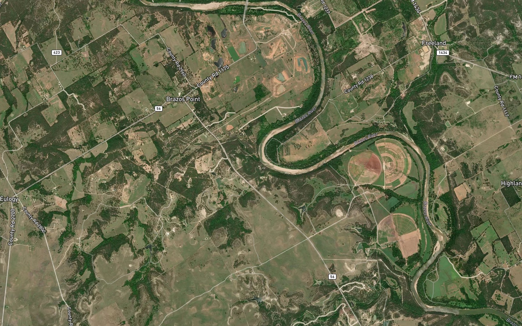Satellite map of the Flat Rock Creek