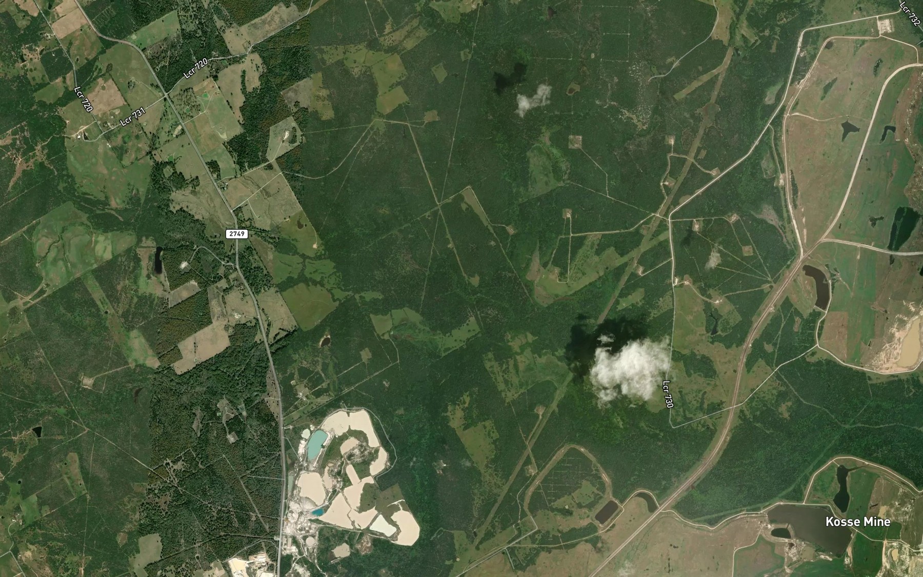 Satellite map of the Pin Oak Creek