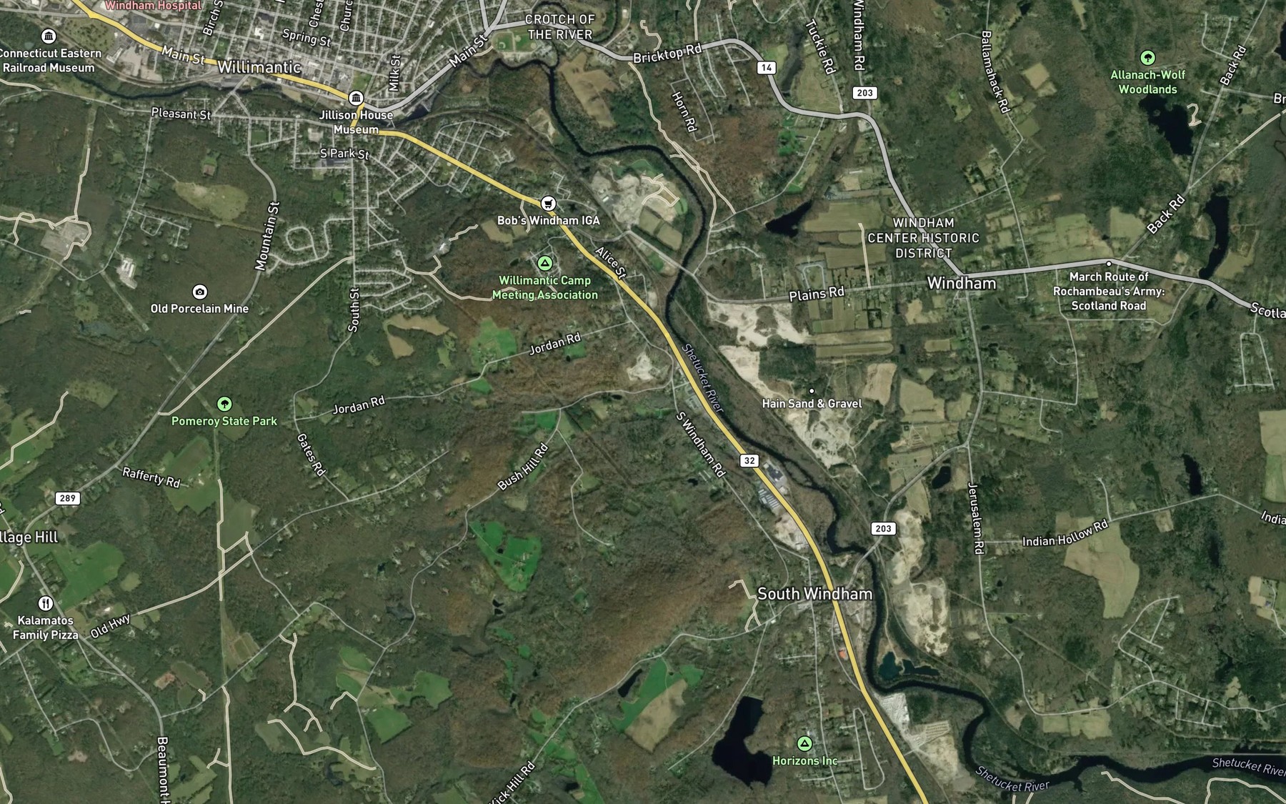 Satellite map of the Jordan Brook