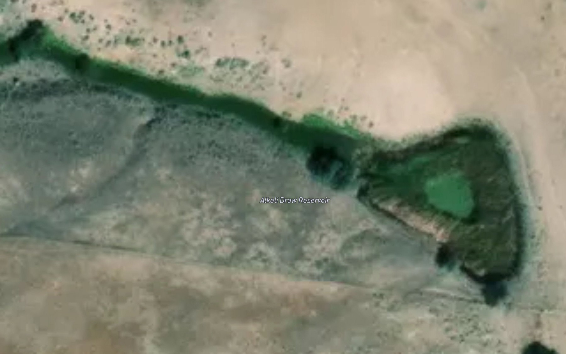 Satellite map of the Alkali Draw Reservoir