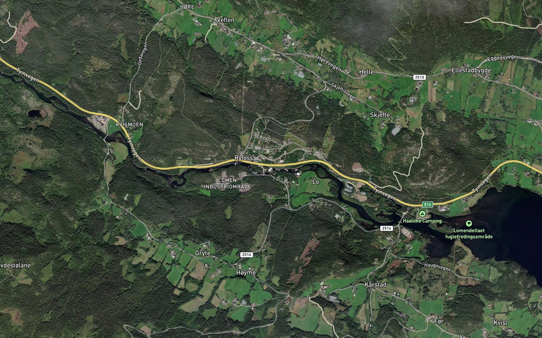 Satellite map of the Ryfossen