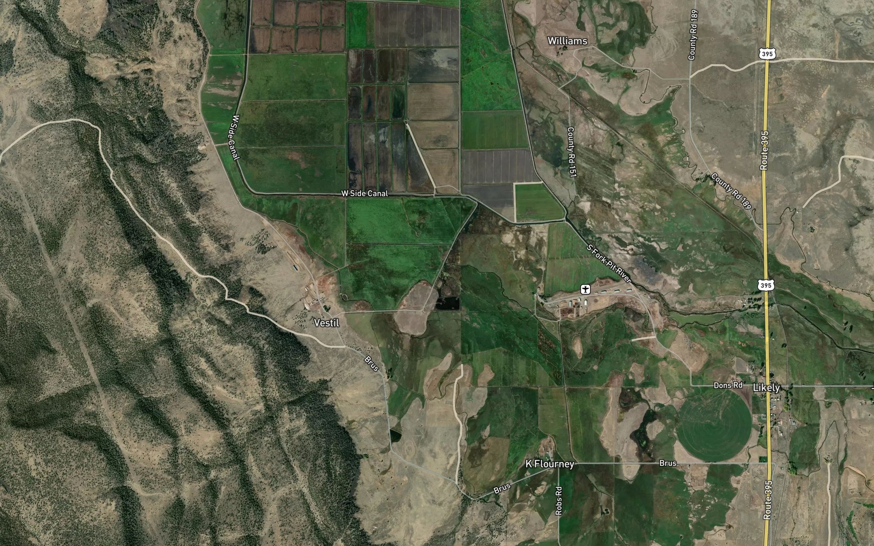Satellite map of the Dry Creek