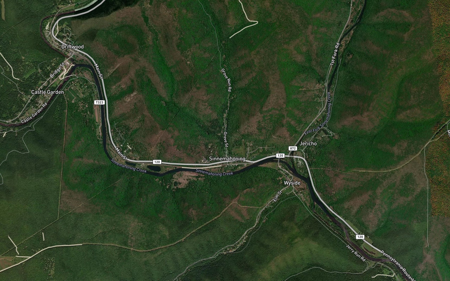 Satellite map of the Left Fork Grove Run