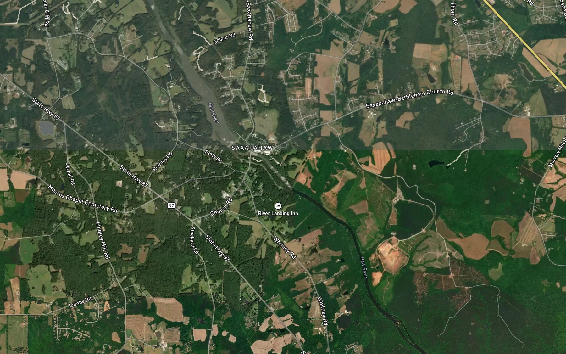 Satellite map of the Motes Creek