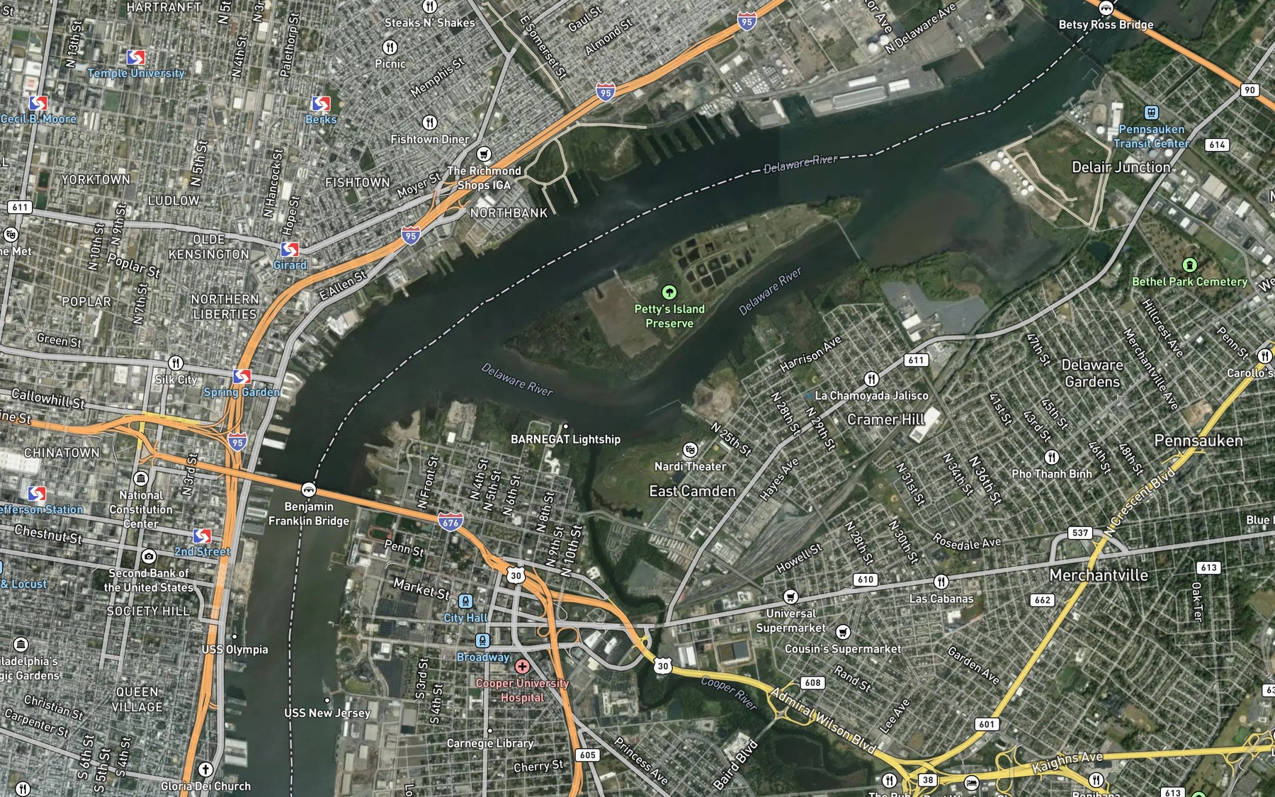 Satellite map of the Back Channel