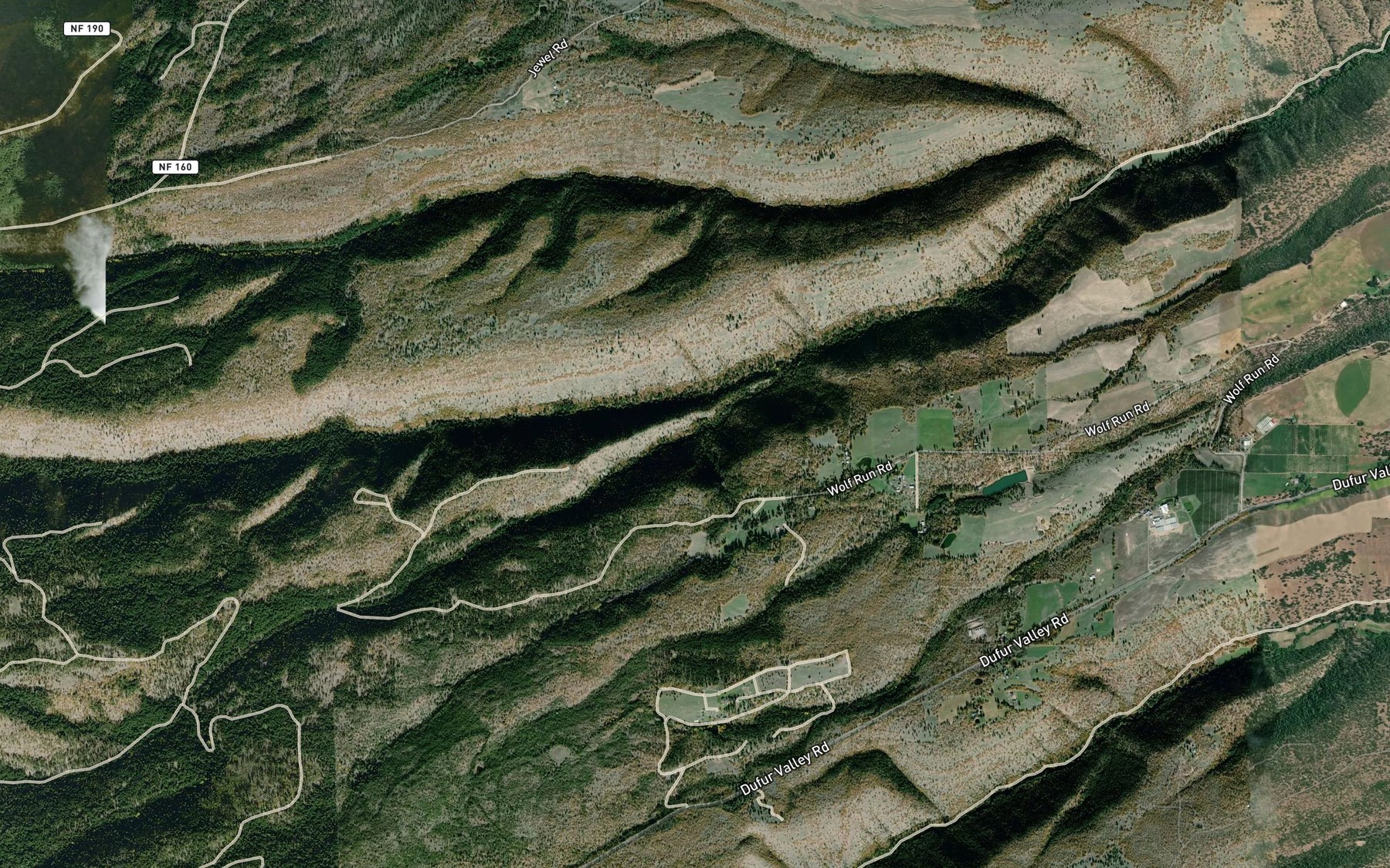 Satellite map of the Tamarack Creek