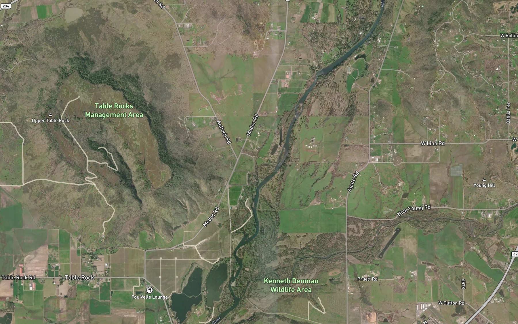 Satellite map of the Ash Creek