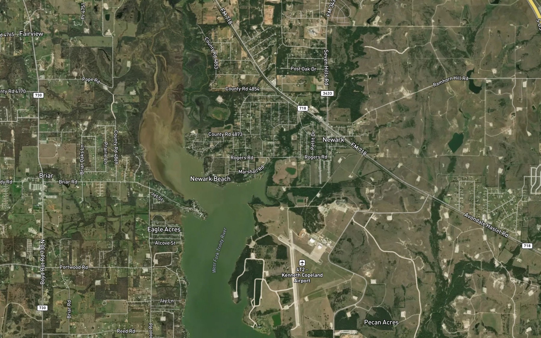 Satellite map of the Derrett Creek