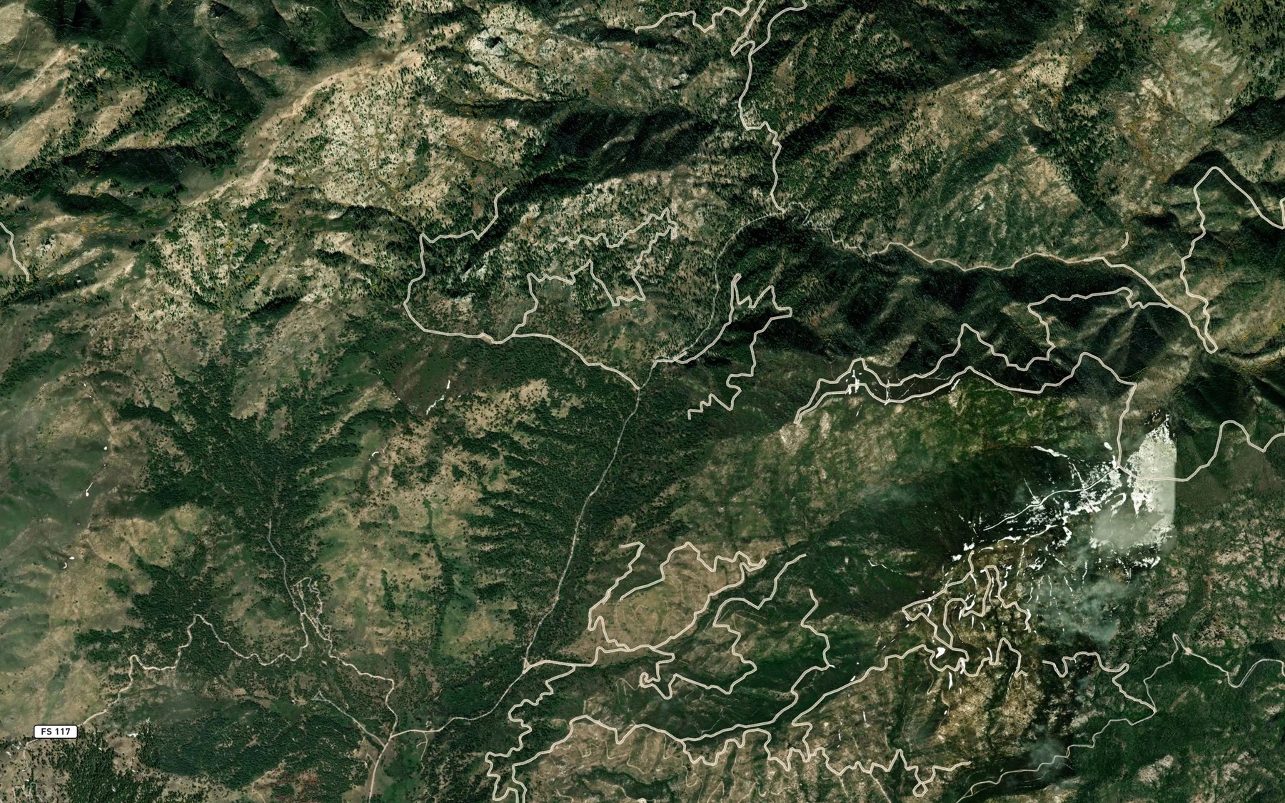 Satellite map of the Tiger Creek