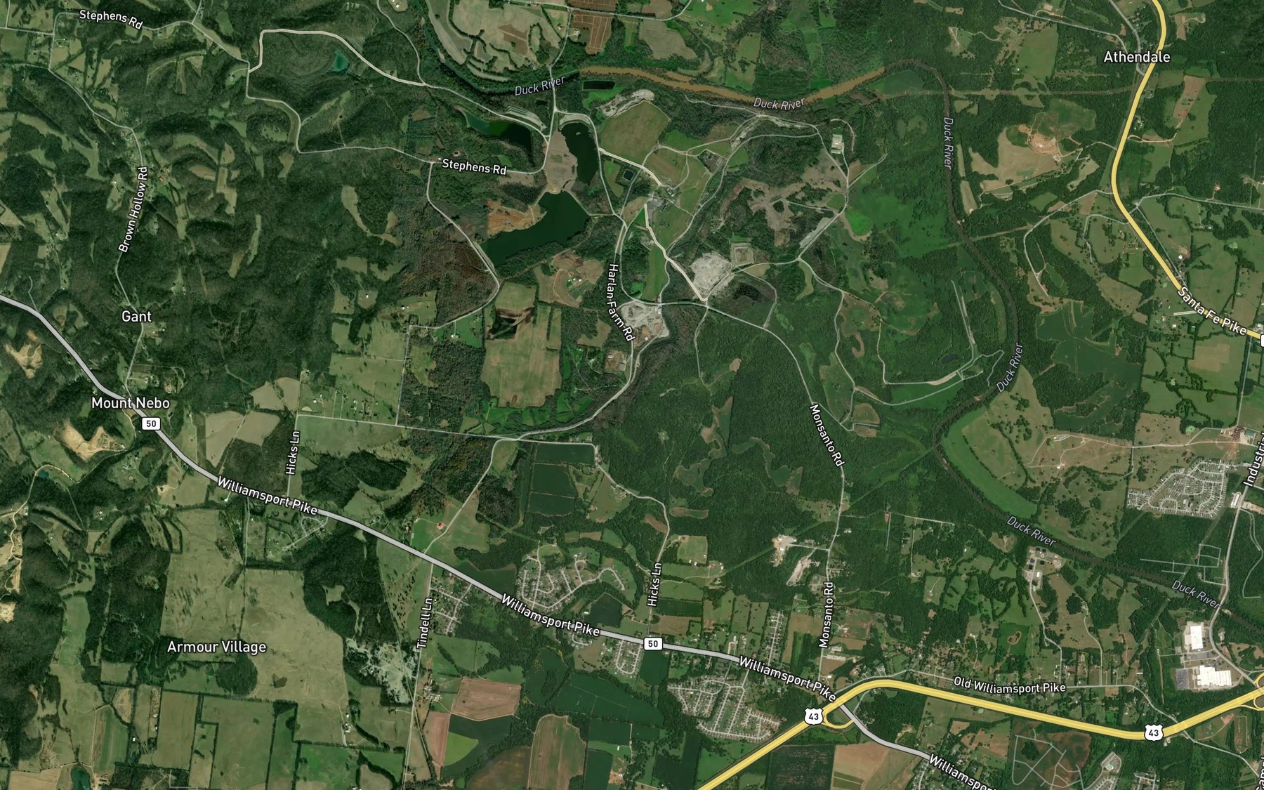 Satellite map of the Gin Branch