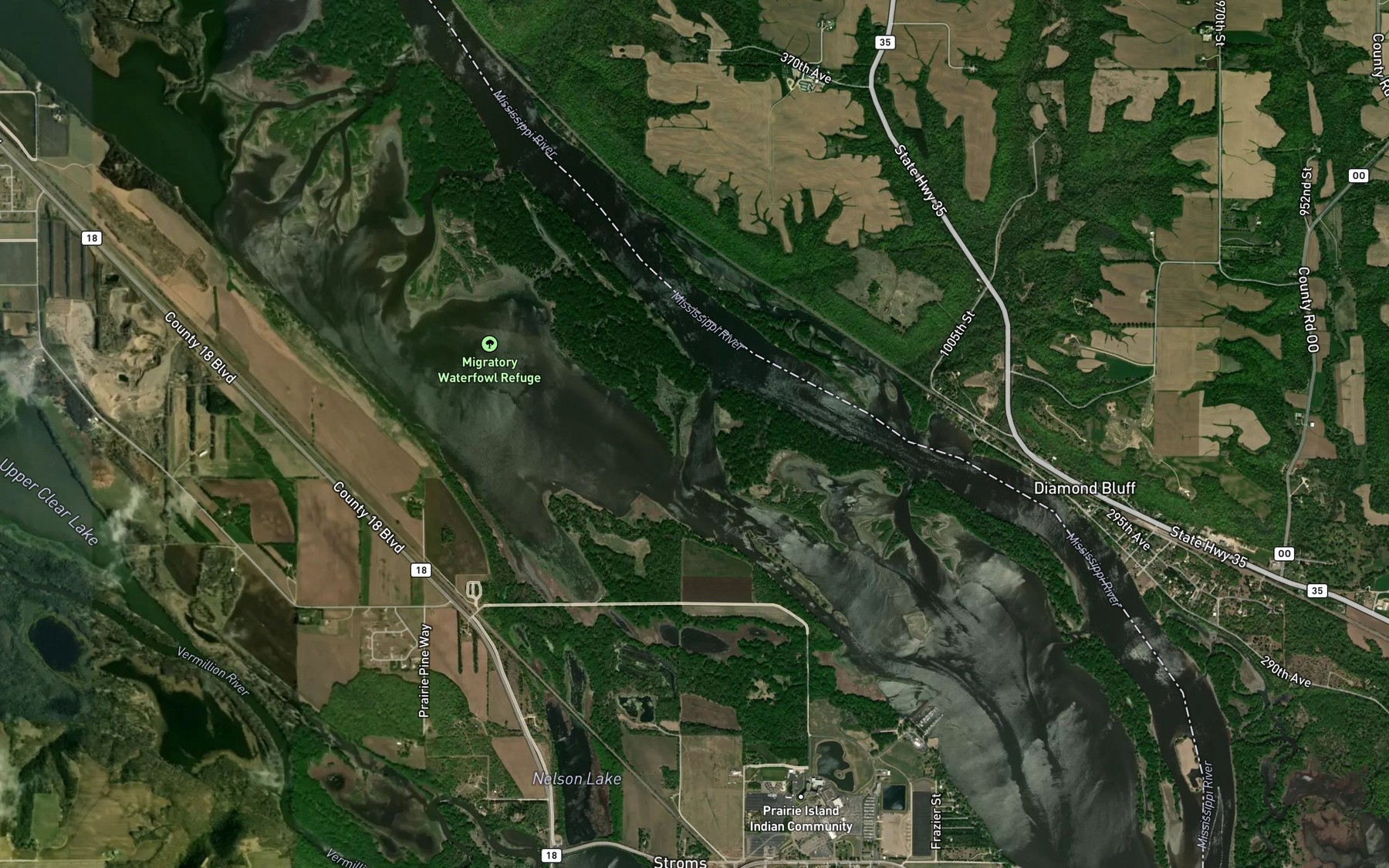 Satellite map of the Brewer Lake