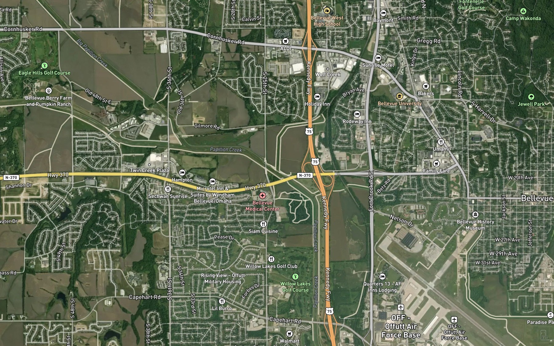 Satellite map of the Mud Creek