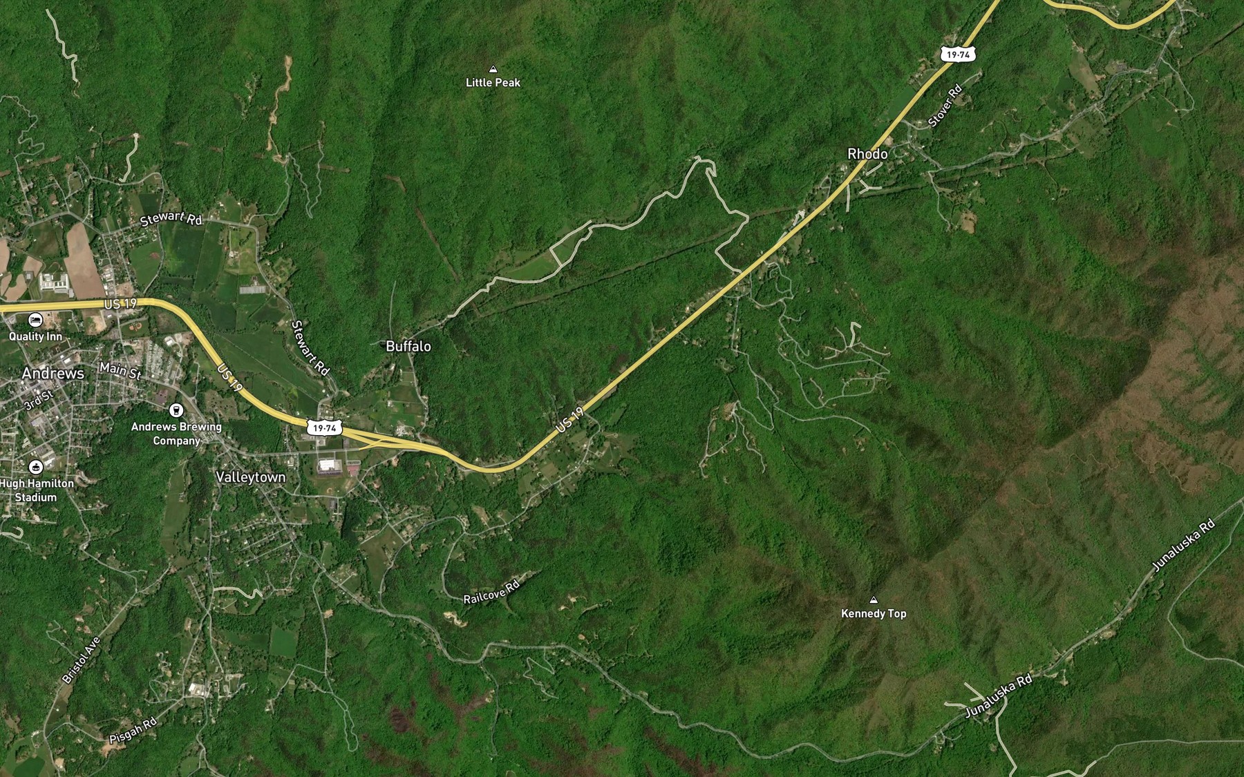 Satellite map of the Kennedy Creek