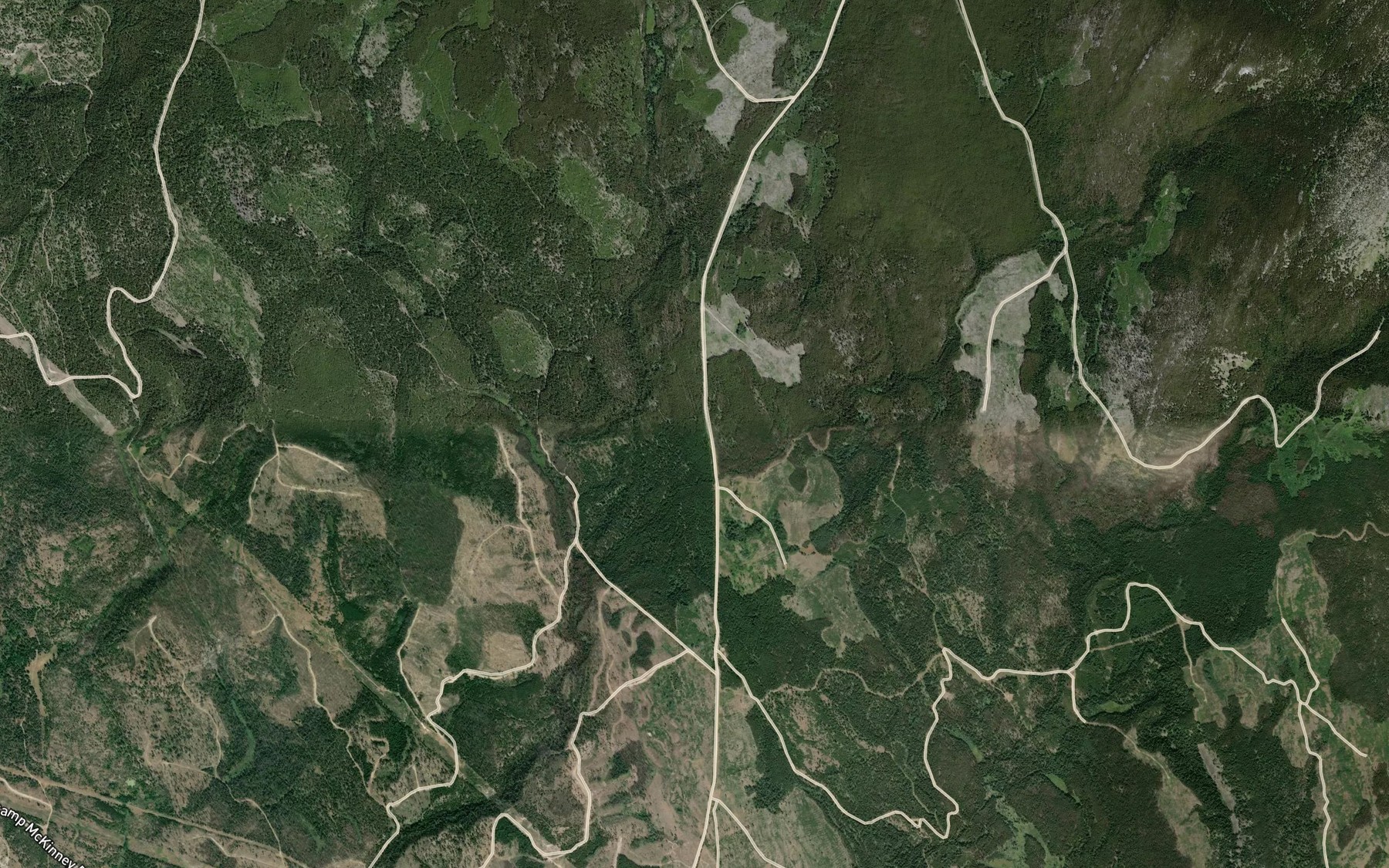 Satellite map of the Wapiti Creek
