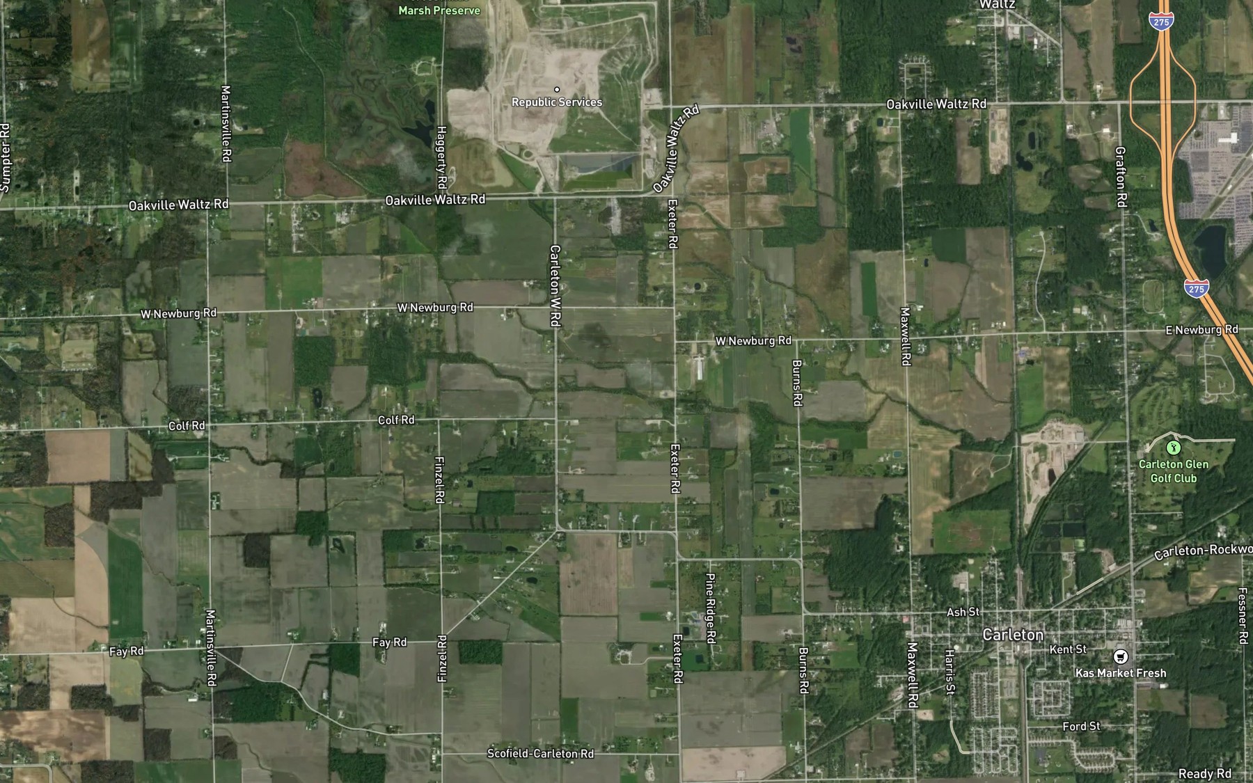 Satellite map of the Disbrow Drain