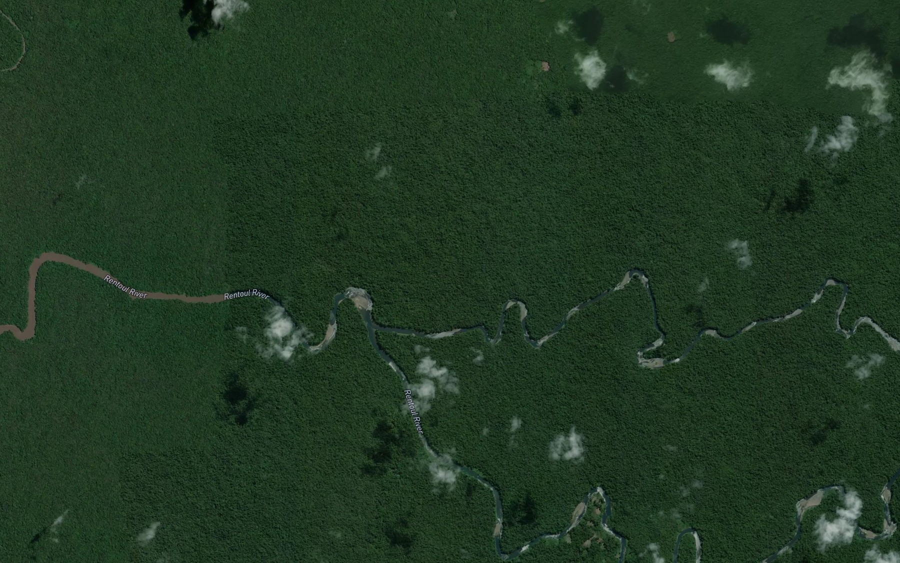 Satellite map of the Nomad River