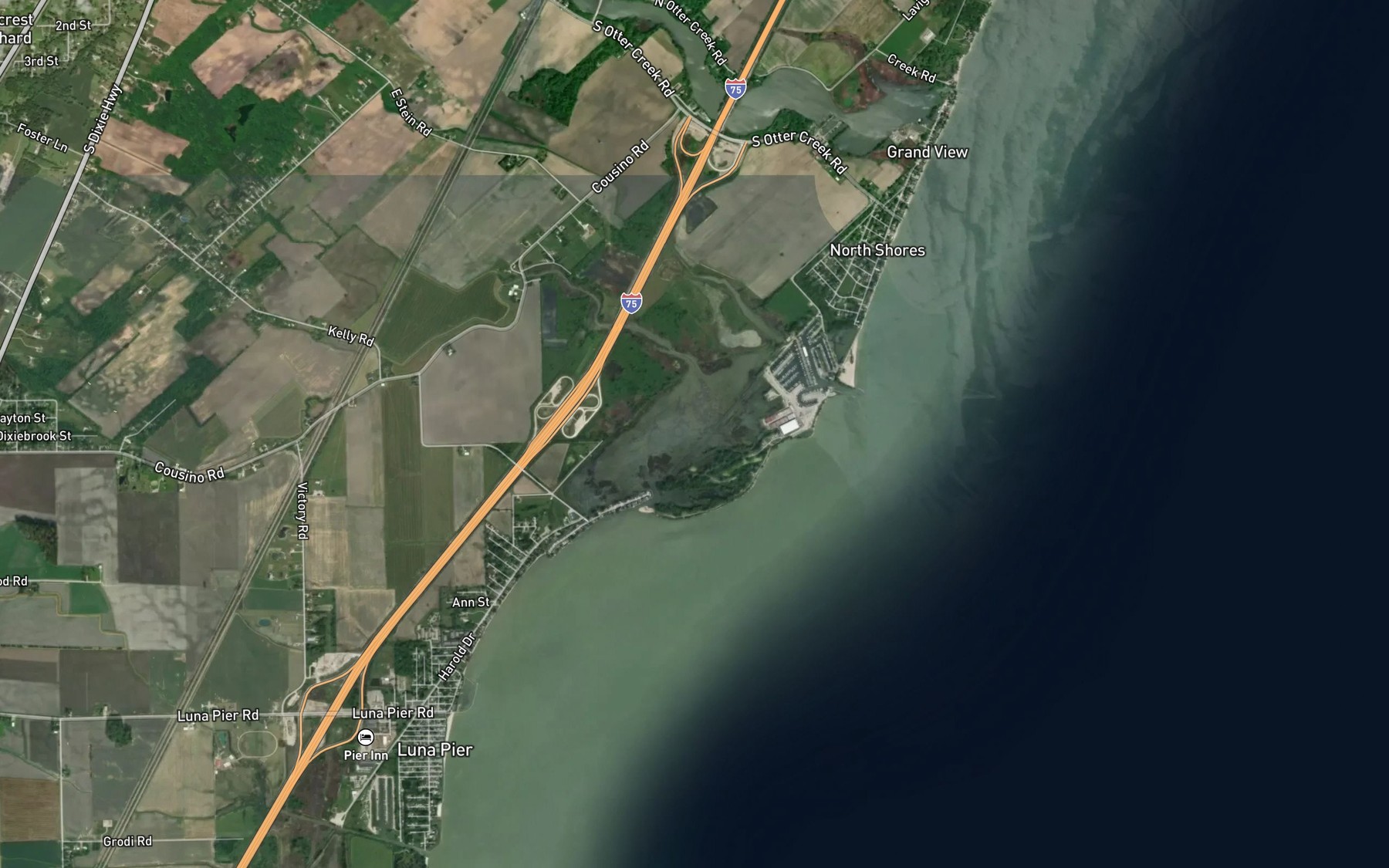 Satellite map of the Muddy Creek